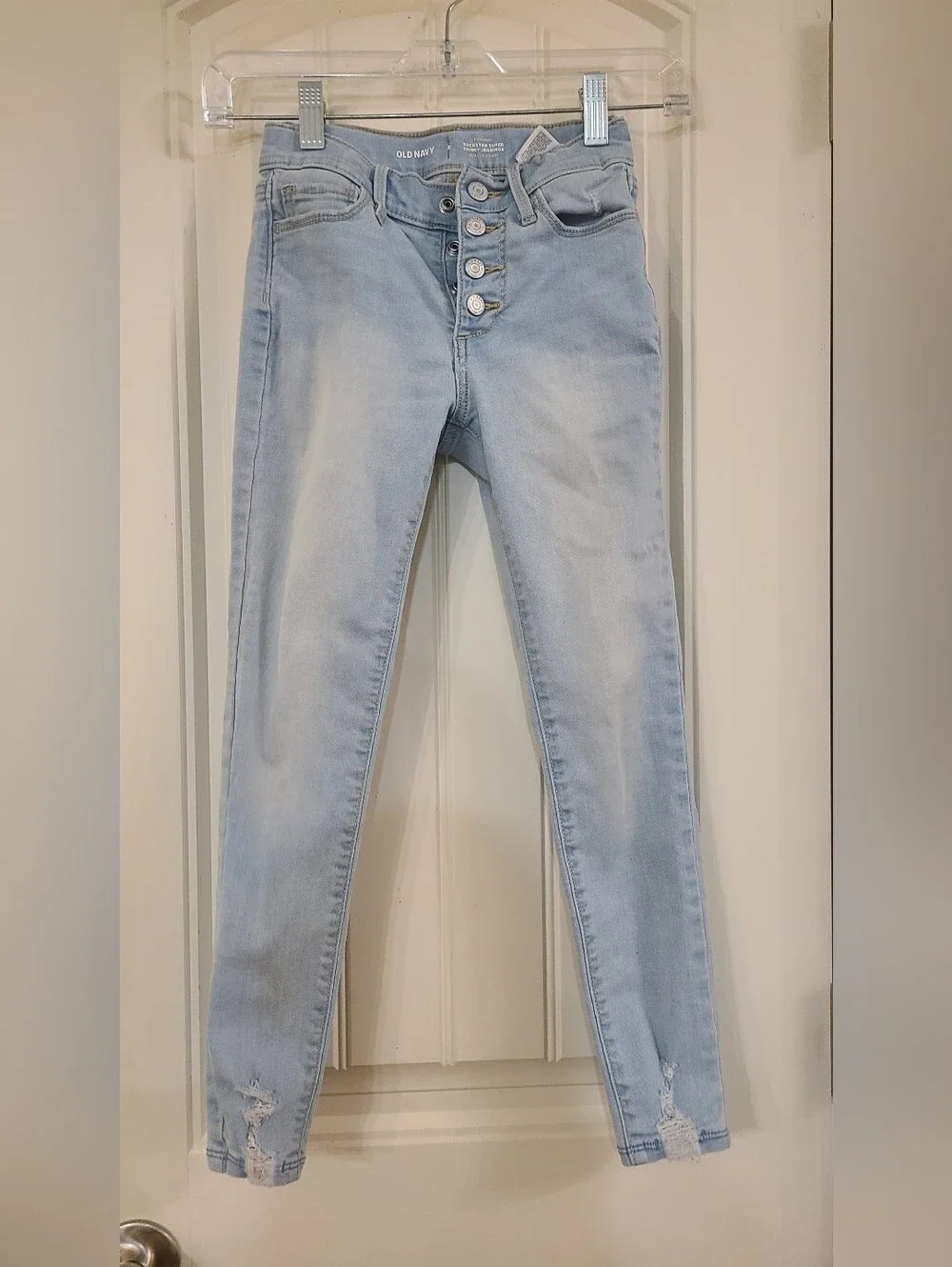 Old Navy Light Blue High-Rise Skinny Jeans with Button Fly Girls' Size 8